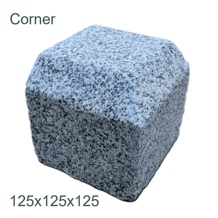 granite block kerb corner silver grey
